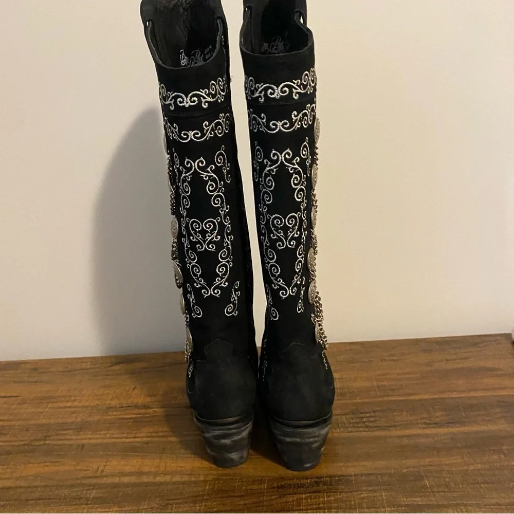 Dan Post Chain Reaction Black and White Leather Boots size 8